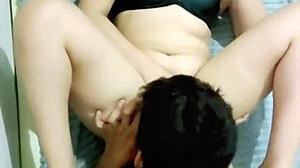 Feels amazing licking this blonde housewife's wet pussy in homemade clip