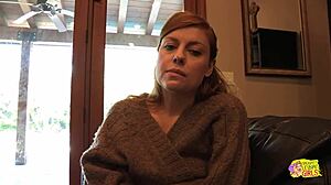 hey, this skinny redhead lesbian bimbo craves her clit licked