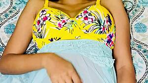 Solo Indian newly married wife teases with sexy moves