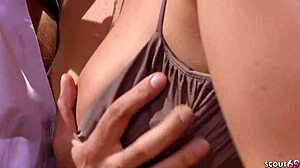 Big natural bouncing boobs on cougar wife seducing stranger boy for cheating fuck while husband’s away.