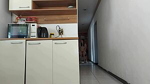 Risky sex with husband’s friend while he’s in the shower - almost caught!