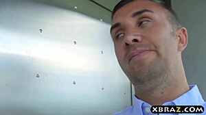 I watch the blonde teen babysitter ride a huge cock and squirt all over it, feeling so aroused