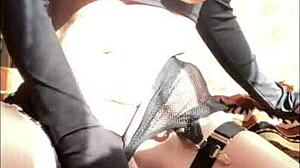 beauty rides two dicks showing perfect ass close up