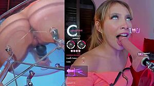 blonde latina teen rides her toy machine to orgasm