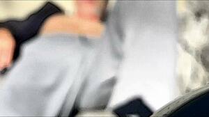 She stretches and strips outside in winter