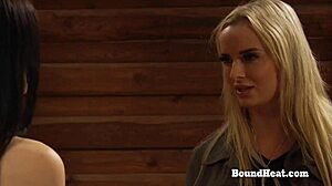 Busty Pale White Lesbian Slave with Big Natural Boobs Whipped Hard