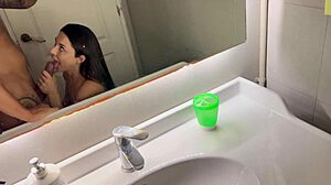 I watch luiza marcato get her pussy fucked and give a blowjob in the bathroom.