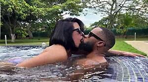 kylei ellish takes jacuzzi break with big black cock