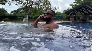 kylei ellish takes jacuzzi break with big black cock