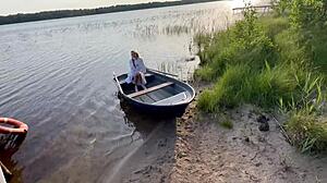 Risky Outdoor Fun with Stunning Blonde in Tight Fishnet Gear