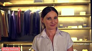 Jeny Smith Teases Hard in Store, Skirt Up, Man Stunned!