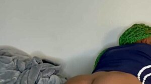 Humping pillow after intense gym session in bedroom