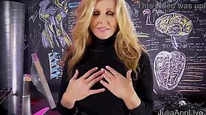 slutty julia ann rubs her big clit and talks dirty