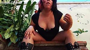 Fat latina chubby argentinian gives jerk off instructions on terrace with big ass