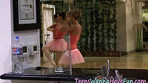 ballerina lesbian licking at the party