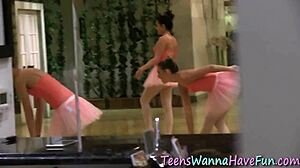 ballerina lesbian licking at the party