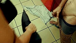 White milf in black spandex corset panties doggy pov blowjob ass licking