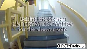 Hot shower BTS fun with Christy and Dahlia