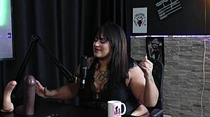 Blonde and Brunette Show Off Blowjob Skills in Sheer Red