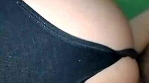 Relaxing music plays as a wife enjoys quick sex before bed, her pussy wet and ready.