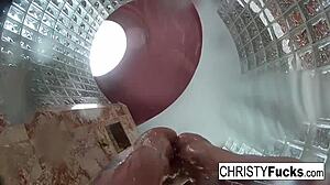 Hot shower BTS fun with Christy and Dahlia