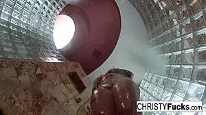 Hot shower BTS fun with Christy and Dahlia