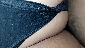 Relaxing music plays as a wife enjoys quick sex before bed, her pussy wet and ready.