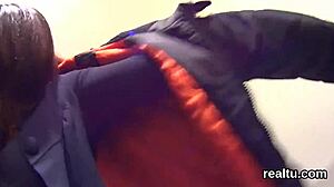 Look at this charming Czech kitten teased at the mall and drilled.