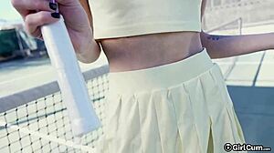 Man, this tennis babe ditched lessons to ride a huge cock hard!