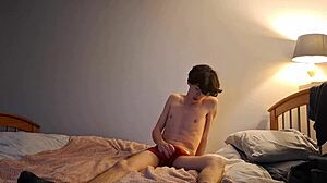 Skinny Solo Pillow Humping to Orgasm