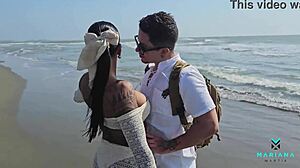 i can't believe mariana martix got rough on a colombian beach, huge squirt on face!