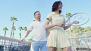 Man, this tennis babe ditched lessons to ride a huge cock hard!