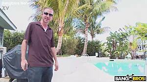 Latina brunette Alicia experiences her first creampie in shaved pussy