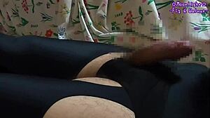 Solo Girl In Leggings And Nylon Masturbates On Swimsuit Crotch Until First Time Ejaculation