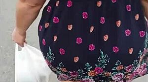 Harassing a mature big-ass woman in skirt on Lima streets