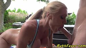 busty eurobabe takes it anally in outdoor scene