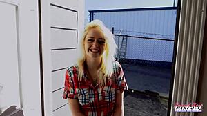 Blonde Cutie Annie Archer Rubs Twat With Sex Toy And Gives Bj