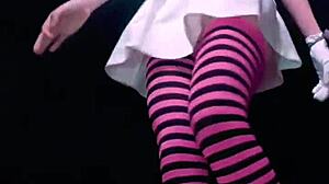 bonneyuwu drinks her own pee from bottle in skirt and pantyhose