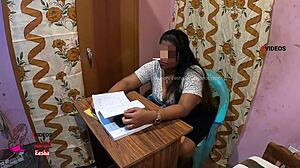 I swear, this Indian student totally fucked his horny milf teacher on the desk... damn hot!