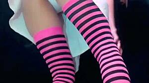 bonneyuwu drinks her own pee from bottle in skirt and pantyhose