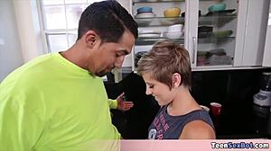 Short-Haired Petite 18+ Slut Handles Monster Cock with Small Tits and Tight Ass in Intense Action