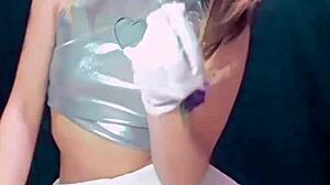 bonneyuwu drinks her own pee from bottle in skirt and pantyhose