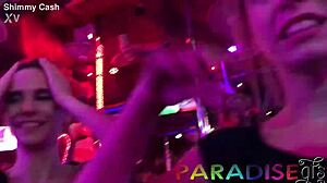 Twin GFs GET FUCKED in PUBLIC bathroom after STRIPPING