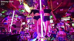 Twin GFs GET FUCKED in PUBLIC bathroom after STRIPPING