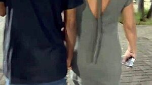 exhibition in car turns into wild banging with cum. damn, right on the street!