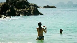 In 2019, Regina Blandón strips in bikini, showing her mexican tits as the town boyfriend