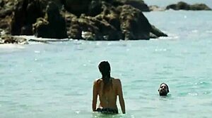 In 2019, Regina Blandón strips in bikini, showing her mexican tits as the town boyfriend