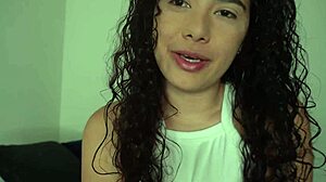 18 year old girl joi receives instructions with big natural tits, fingering herself solo in a softcore way