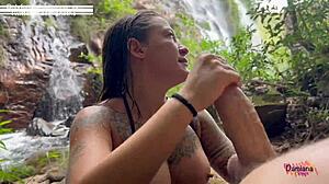 Caught Crossdressing and Fucking Hard at Waterfall with Damiana