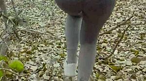 A girl next door gets a big cock inside her in a public park